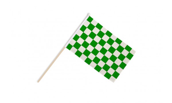 Green and White Check Hand Flags